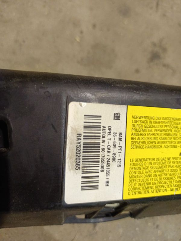 601785500B Opel Astra 2006 Roof SRS - FRONT RIGHT - Thumbnail 3