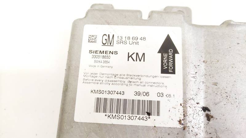 13186948 Opel Vectra 2006 SRS gaisa spilvena dators – gaisa spilvenu vadības bloks - Thumbnail 3