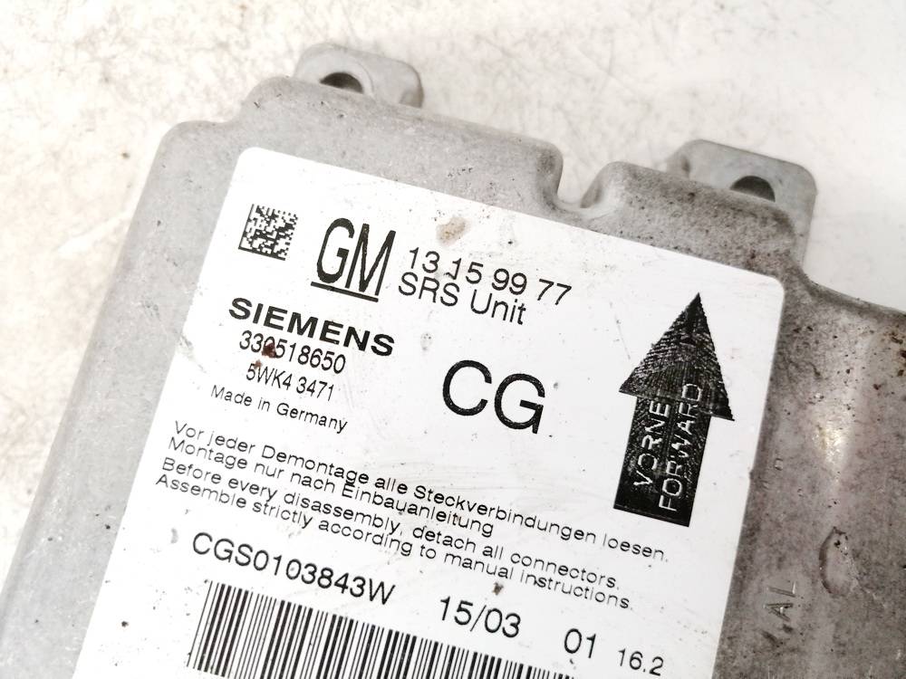 13159977 Opel Signum 2003 SRS gaisa spilvena dators – gaisa spilvenu vadības bloks - Thumbnail 3