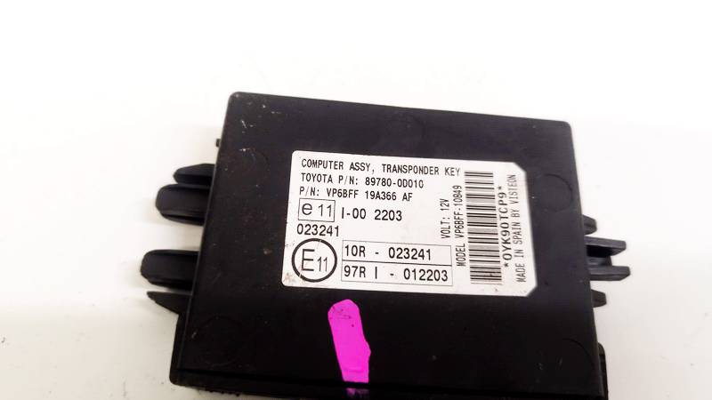 897800D010 Toyota Yaris 2007 dispositif dimmobilisation ecu - Thumbnail 3