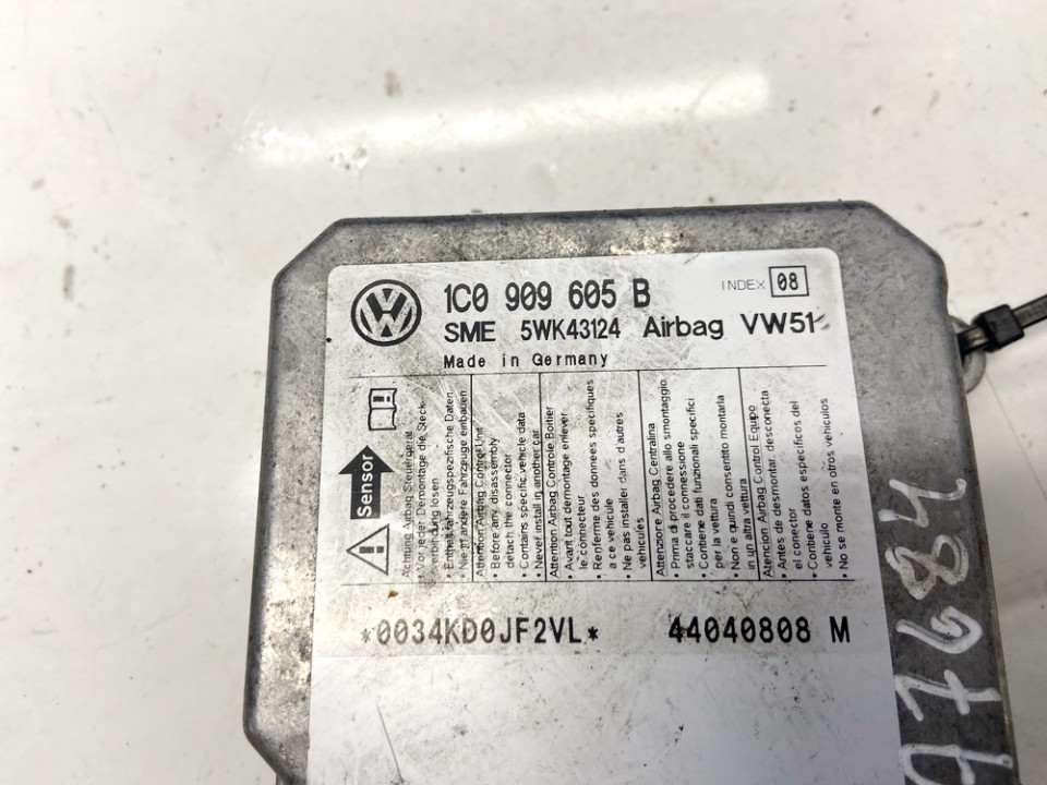 1C0909605B Volkswagen Passat 2005 Airbag crash sensors module - Thumbnail 3