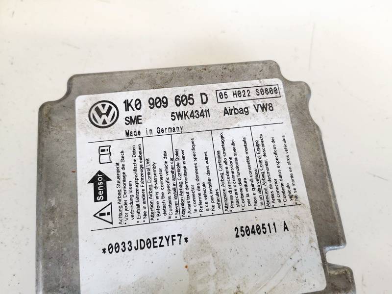 1K0909605D Volkswagen Golf 2004 Airbag crash sensors module - Thumbnail 2