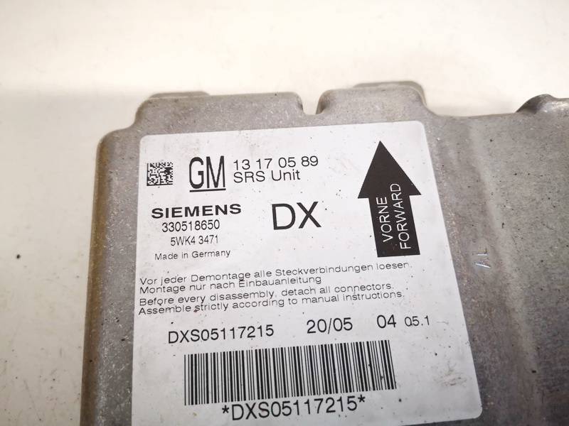 13170589 Opel Vectra 2005 Komputer SRS airbag – moduł sterujący poduszek powietrznych - Thumbnail 2