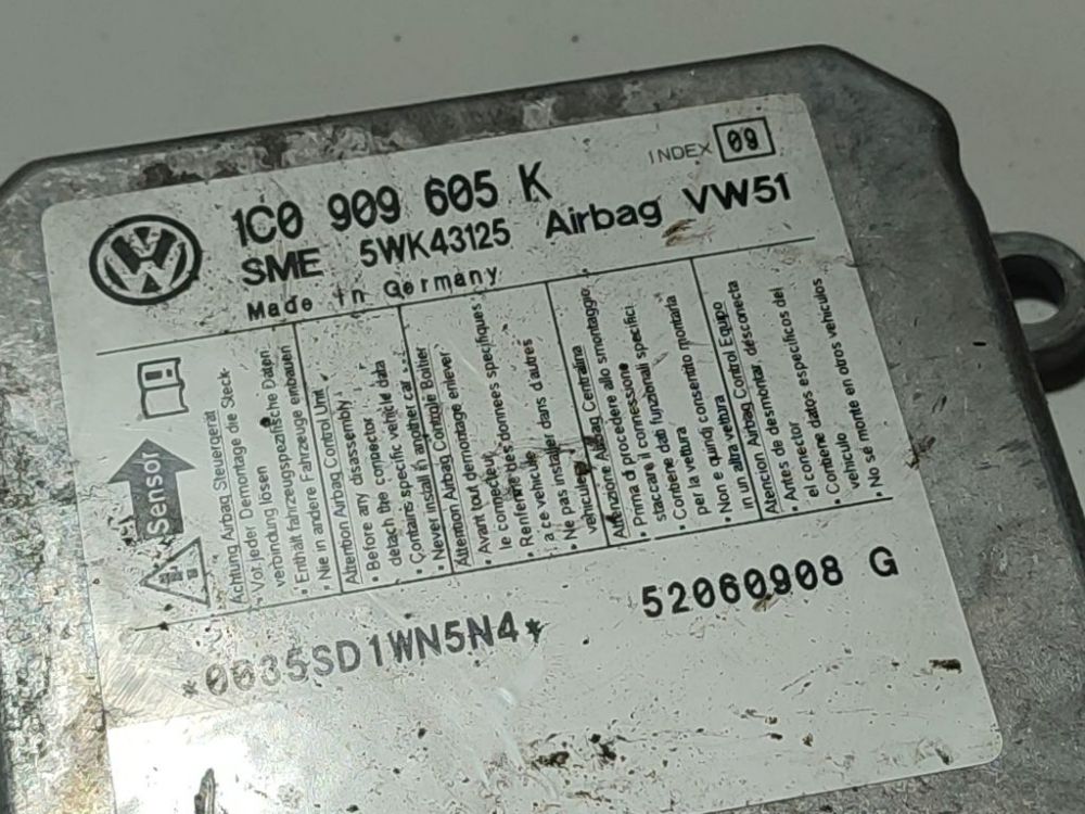 1C0909605K Volkswagen Polo 2007 Airbag crash sensors module - Thumbnail 4