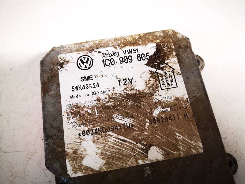 1C0909605B Volkswagen Passat 2005 Airbag crash sensors module - Thumbnail 2