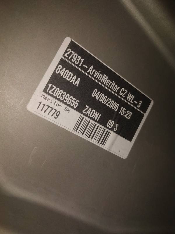 1Z0839655 Skoda Octavia 2007 Door winder mechanism (Window Regulator) - REAR LEFT - Thumbnail 2