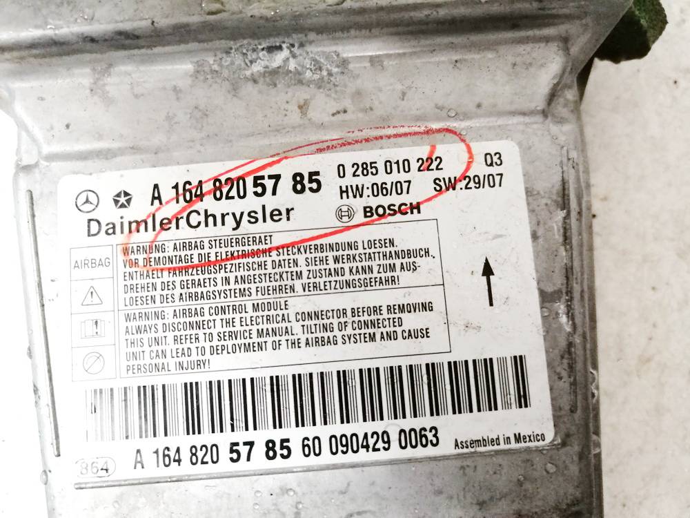 A1648205785 Mercedes-Benz R-CLASS 2009 Steuergerät ECU Modul Airbag steuergerät - Thumbnail 3