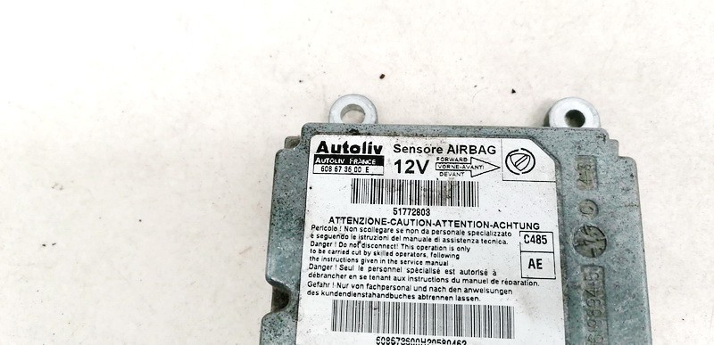 608673600E Fiat Doblo 2007 SRS gaisa spilvena dators – gaisa spilvenu vadības bloks - Thumbnail 3