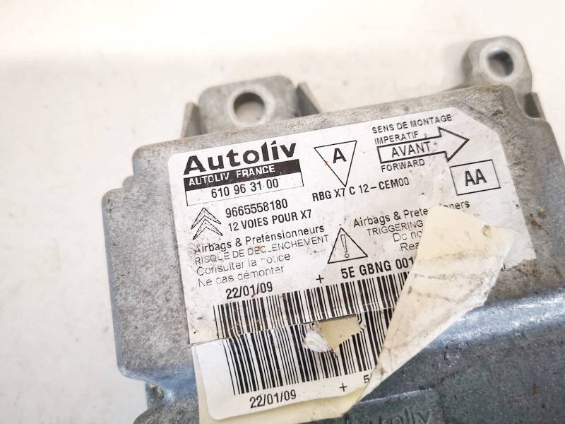 9665558180 Citroen C5 2009 SRS AIRBAG KOMPIUTERIS - ORO PAGALVIU VALDYMO BLOKAS - Thumbnail 2