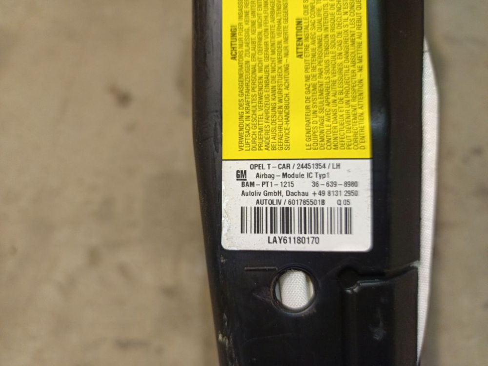 24451354 Opel Astra 2006 Poduszka powietrzna SRS dachu - PRZEDNIE LEWE - Thumbnail 5