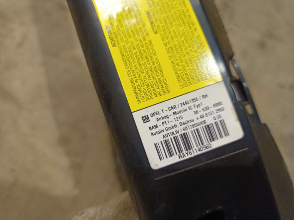 24451355 Opel Astra 2006 Roof SRS - FRONT RIGHT - Thumbnail 4