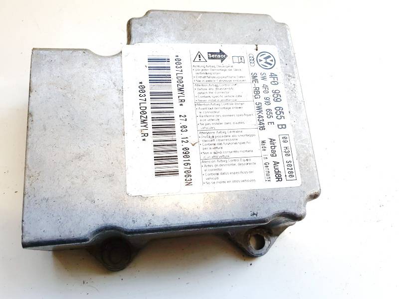 4F0959655B Audi A6 2003 SRS AIRBAG KOMPIUTERIS - ORO PAGALVIU VALDYMO BLOKAS - Thumbnail 2