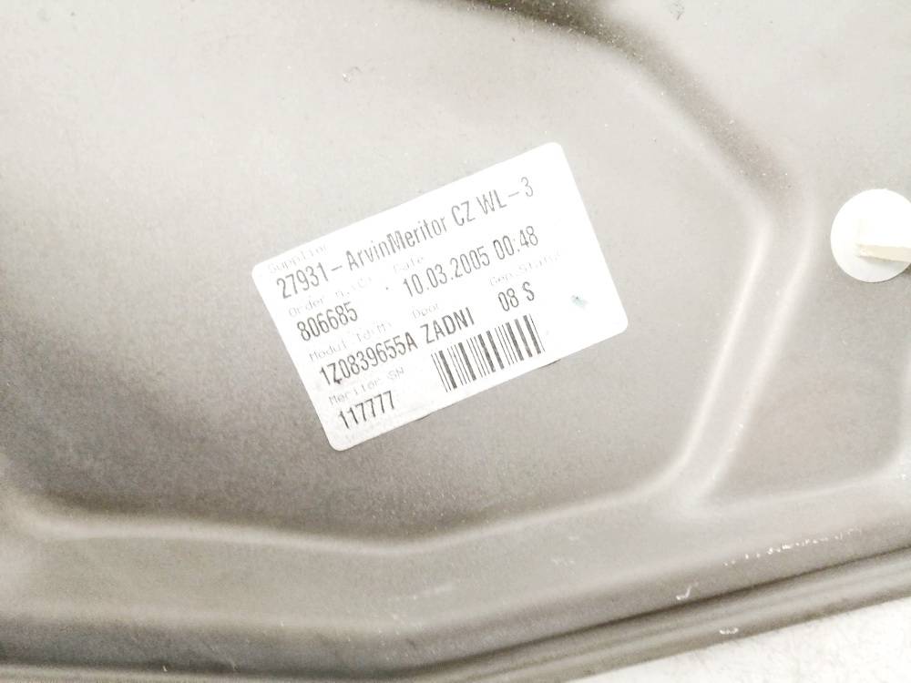 1Z0839655A Skoda Octavia 2005 Door winder mechanism (Window Regulator) - REAR LEFT - Thumbnail 3