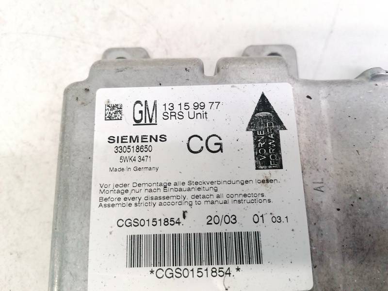 13159977 Opel Signum 2003 CALCULATEUR AIRBAG - Thumbnail 3