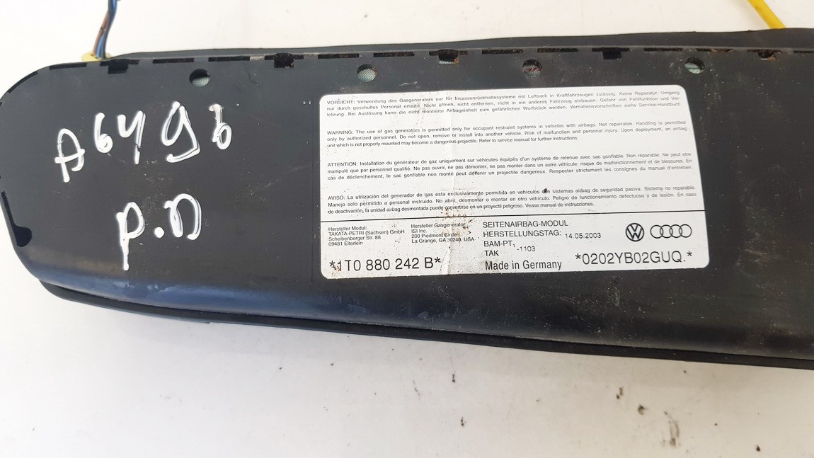 1T0880242B Volkswagen Touran 2003 Sēdekļa drošības spilvens SRS - Thumbnail 3