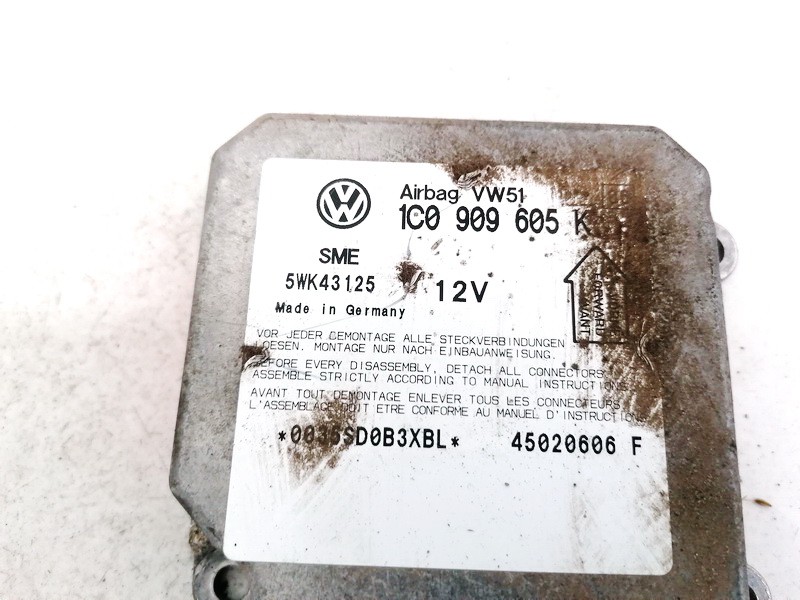 1C0909605K Volkswagen Polo 2002 Airbag crash sensors module - Thumbnail 3