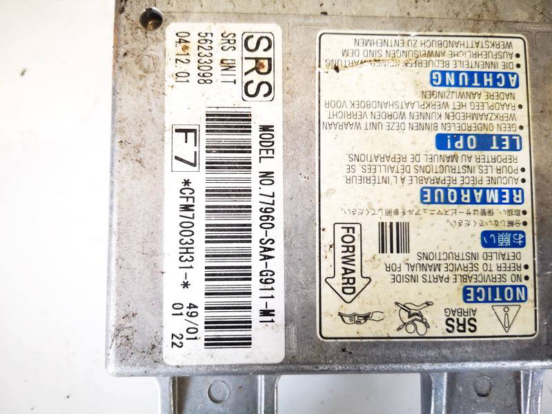 77960SAAG911M1 Honda Jazz 2002 CALCULATEUR AIRBAG - Thumbnail 2