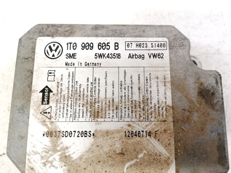 1T0909605B Volkswagen Touran 2004 Airbag crash sensors module - Thumbnail 3