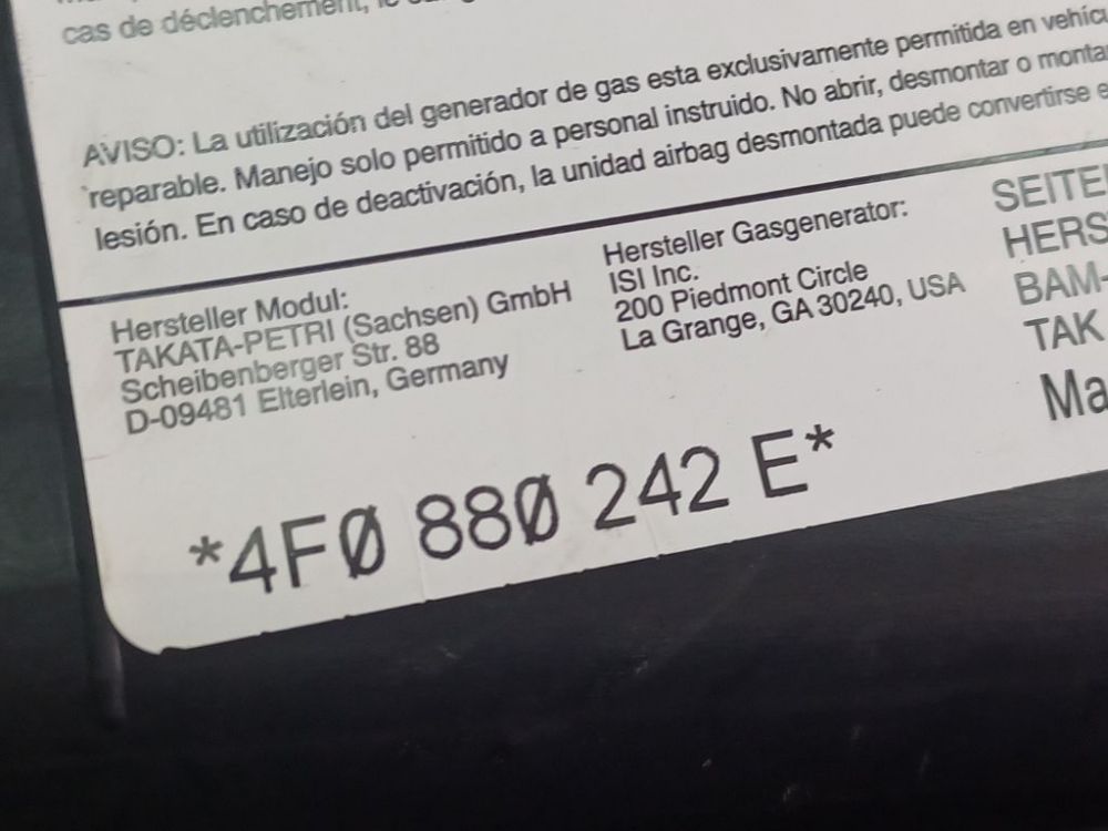 4F0880242E Audi A6 2005 Sitz AIRBAG - Thumbnail 4