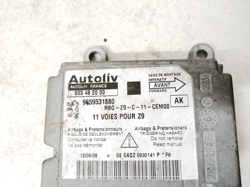 9659531880 Peugeot 607 2006 Airbag crash sensors module - Thumbnail 3