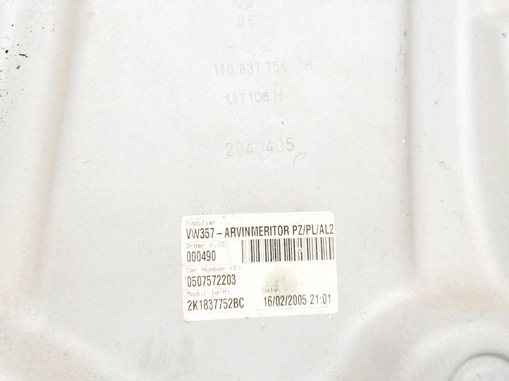 1T0837756 Volkswagen Caddy 2005 Door winder mechanism (Window Regulator) - FRONT RIGHT - Thumbnail 2