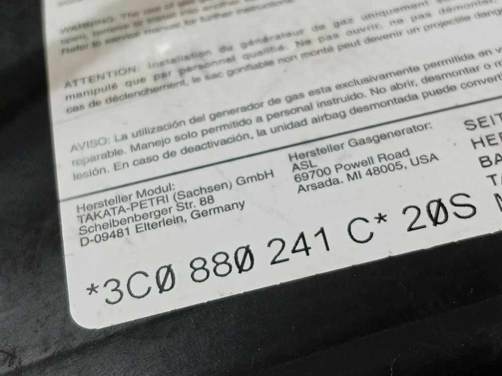 3C0880241C Volkswagen Passat 2007 Sēdekļa drošības spilvens SRS - Thumbnail 4