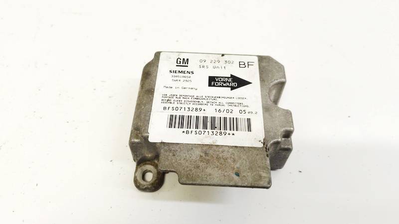 09229302 Opel Astra 2002 SRS gaisa spilvena dators – gaisa spilvenu vadības bloks