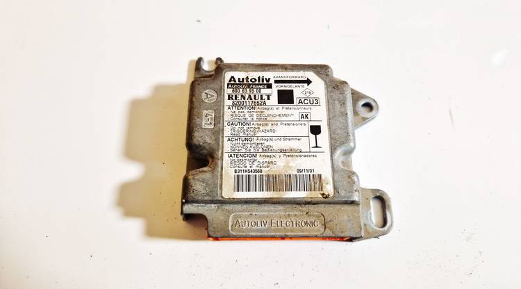 600639500 Renault Scenic 2002 Komputer SRS airbag – moduł sterujący poduszek powietrznych