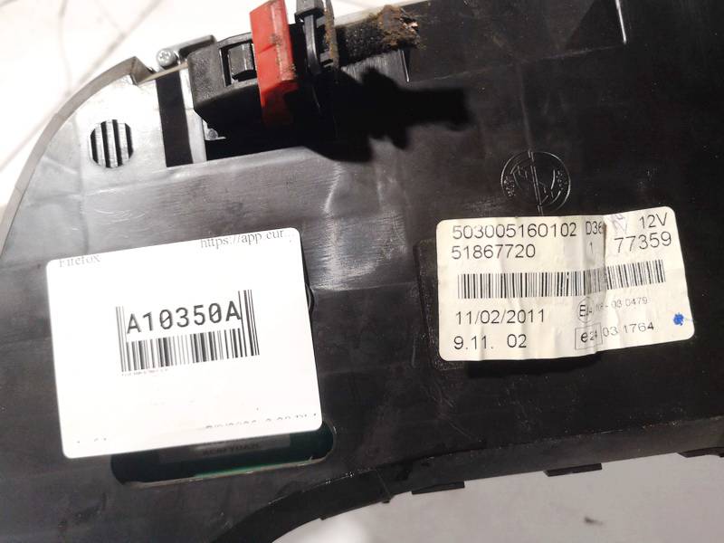 51867720 Fiat Doblo 2011 Speedometers - Cockpit - Speedo Clocks Instrument - Thumbnail 3