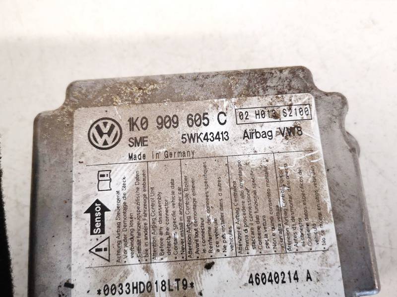 1K0909605C Volkswagen Golf 2004 Airbag crash sensors module - Thumbnail 2