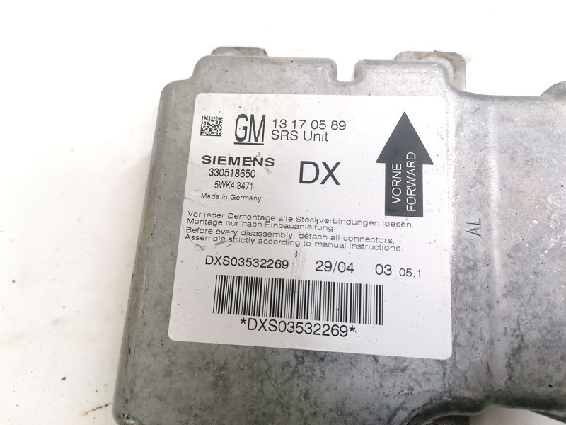 13170589 Opel Signum 2004 SRS gaisa spilvena dators – gaisa spilvenu vadības bloks - Thumbnail 3