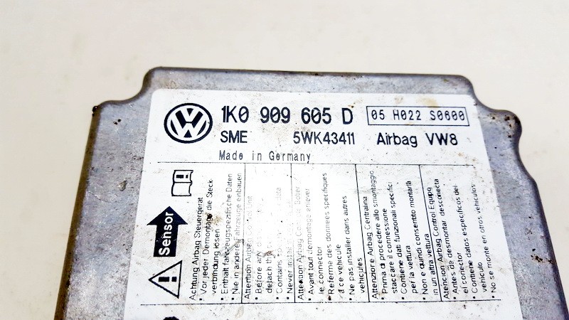 1K0909605D Volkswagen Golf 2004 Airbag crash sensors module - Thumbnail 3