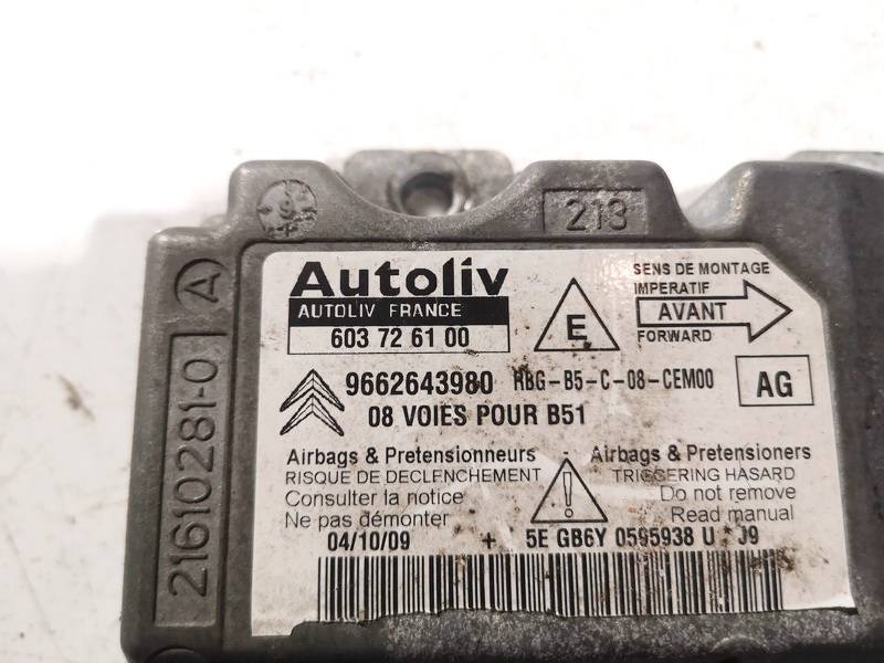9662643980 Citroen C4 2006 Komputer SRS airbag – moduł sterujący poduszek powietrznych - Thumbnail 3