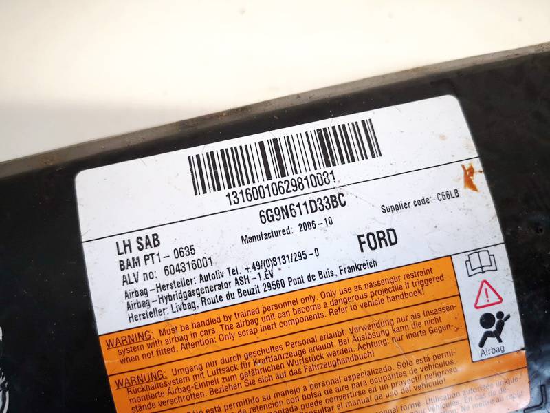 6G9N611D33BC Ford S-Max 2006 Seat AIRBAG - Thumbnail 2