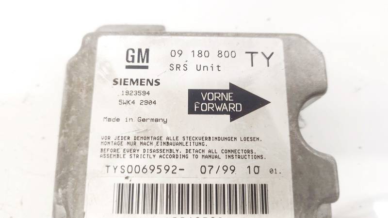 09180800 Opel Vectra 1999 Airbag crash sensors module - Thumbnail 2