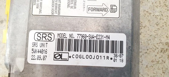 77960SWAE231M4 Honda CR-V 2007 Airbag crash sensors module - Thumbnail 2