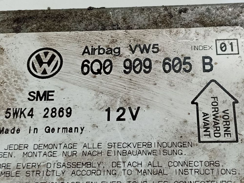 6Q0909605B Volkswagen Passat 1999 Komputer SRS airbag – moduł sterujący poduszek powietrznych - Thumbnail 4