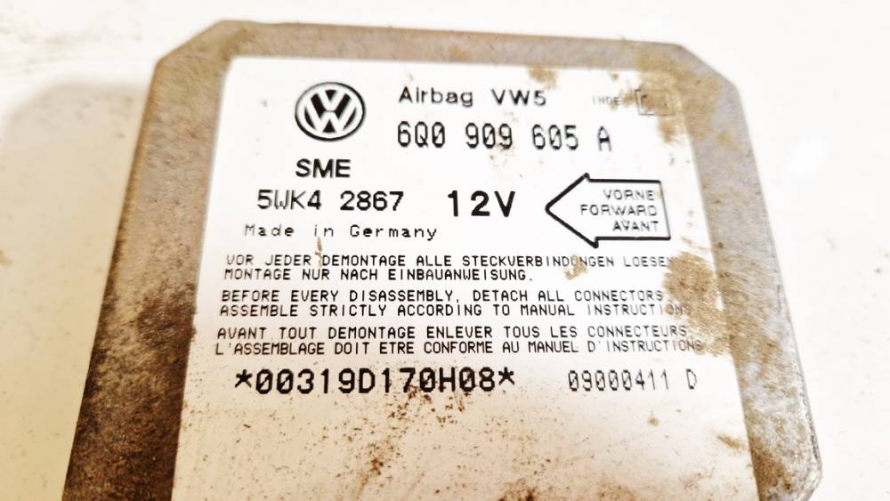 6Q0909605A Volkswagen Golf 2001 Airbag crash sensors module - Thumbnail 2