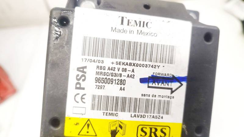 9650091280 Citroen C3 Pluriel 2003 Komputer SRS airbag – moduł sterujący poduszek powietrznych - Thumbnail 3