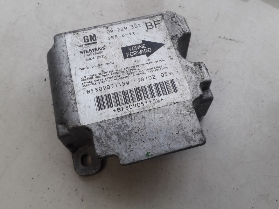 09229302 Opel Astra 2003 CENTRALITA AIRBAG