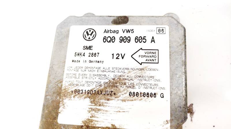 6Q0909605A Volkswagen Golf 2001 Airbag crash sensors module - Thumbnail 3