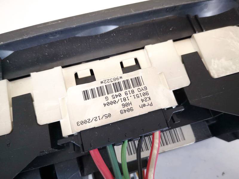 6Y0819045G Skoda Fabia 2004 Climate Control Panel (heater control switches) - Thumbnail 3