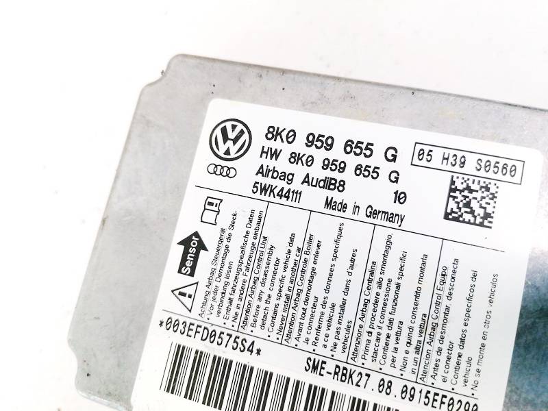 8K0959655G Audi A5 2009 SRS AIRBAG KOMPIUTERIS - ORO PAGALVIU VALDYMO BLOKAS - Thumbnail 3
