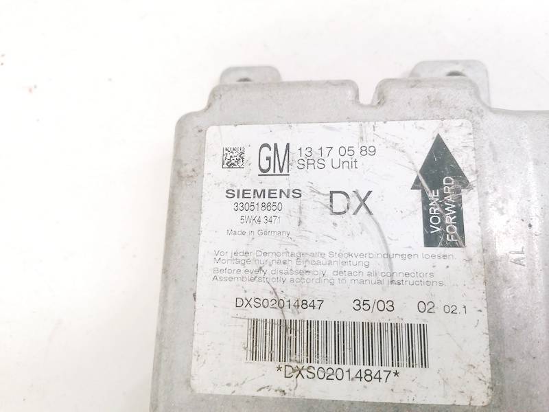 13170589 Opel Signum 2003 CALCULATEUR AIRBAG - Thumbnail 3