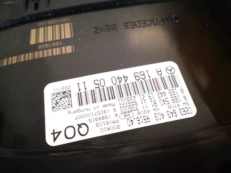 A1694400511 Mercedes-Benz A-CLASS 2010 Spidometrs – instrumentu panelis - Thumbnail 2