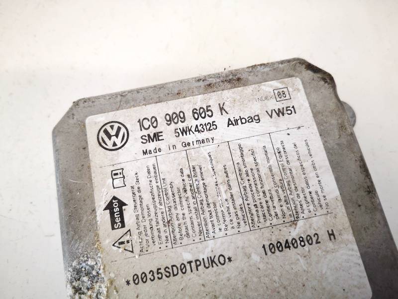 1C0909605K Skoda Fabia 2004 SRS AIRBAG KOMPIUTERIS - ORO PAGALVIU VALDYMO BLOKAS - Thumbnail 2