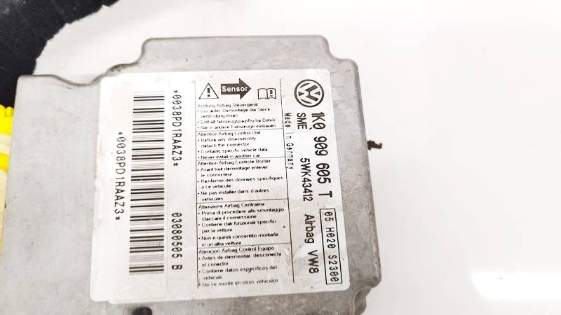 1K0909605T Volkswagen Golf Plus 2006 Steuergerät ECU Modul Airbag steuergerät - Thumbnail 2