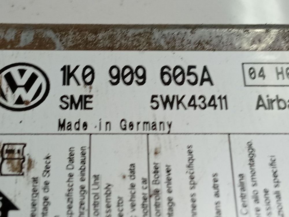1K0909605A Volkswagen Golf 2003 SRS AIRBAG KOMPIUTERIS - ORO PAGALVIU VALDYMO BLOKAS - Thumbnail 4