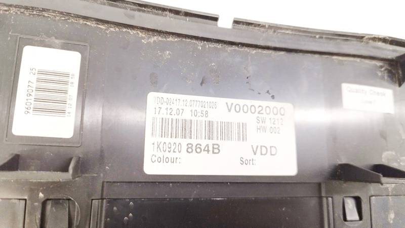 1K0920864B Volkswagen Golf Plus 2006 Tacho Tachometer Kombiinstrument - Thumbnail 3
