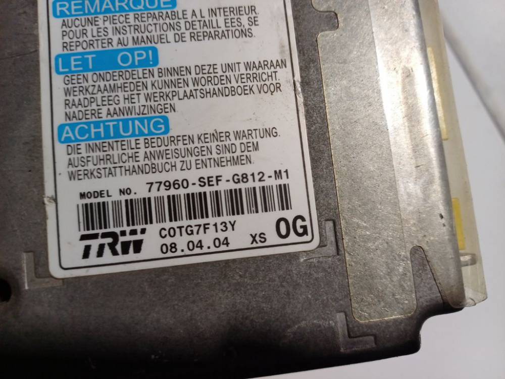 77960SEFG812M1 Honda Accord 2004 Airbag crash sensors module - Thumbnail 3